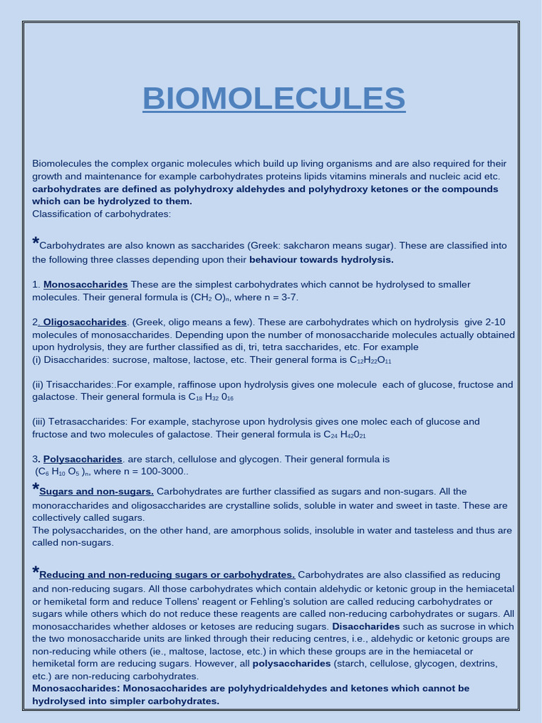 Understanding Biomolecules: Carbohydrates Explained | PDF ...
