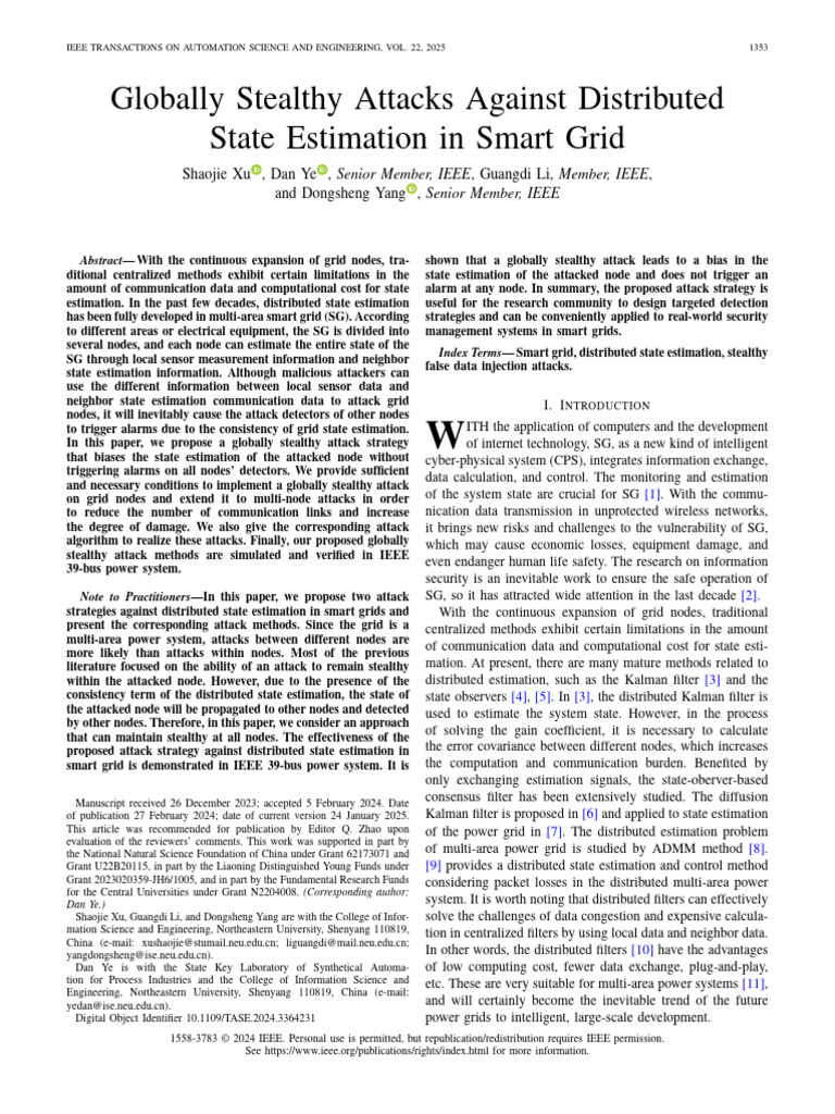 Stealthy Attacks on Smart Grid Estimation | PDF | Vertex (Graph Theory)