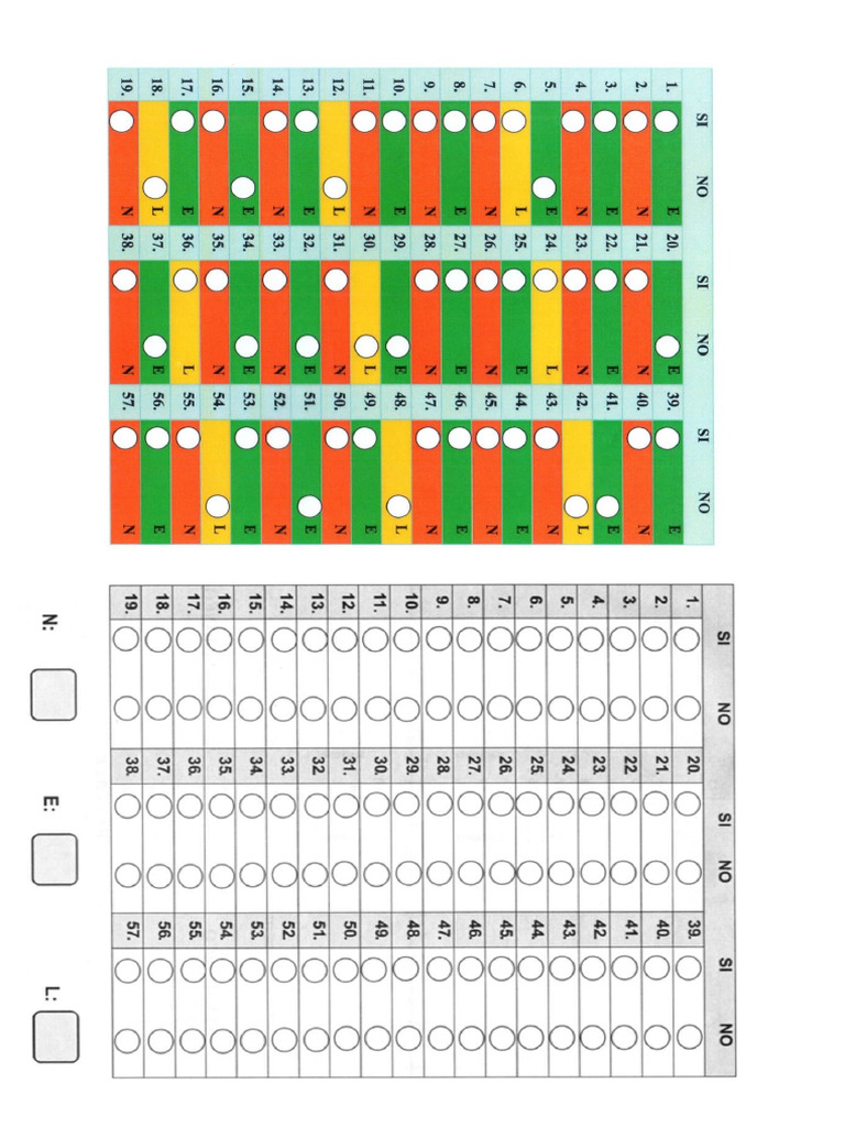 Plantilla Calificacion Eysenck Adultos - Forma B | PDF