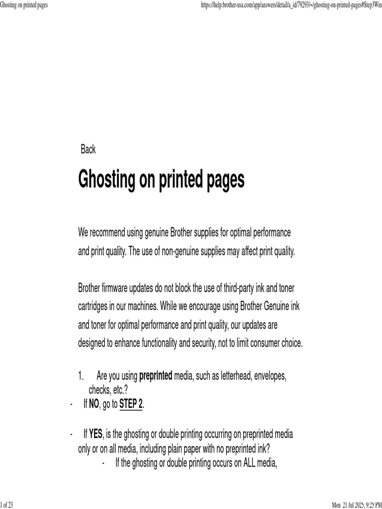 Fixing Ghosting Issues in Brother Printers | PDF | Printer (Computing ...