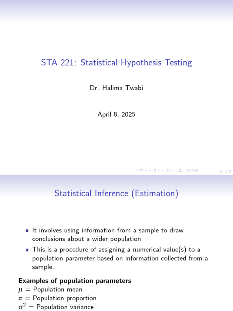 Statistical Hypothesis Testing Guide | PDF | Hypothesis | Estimator
