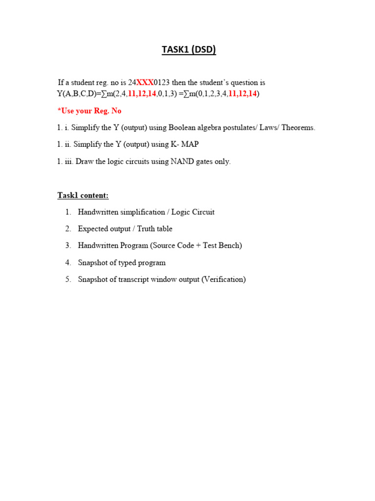 Digital Systems Design Lab Task 1 | PDF