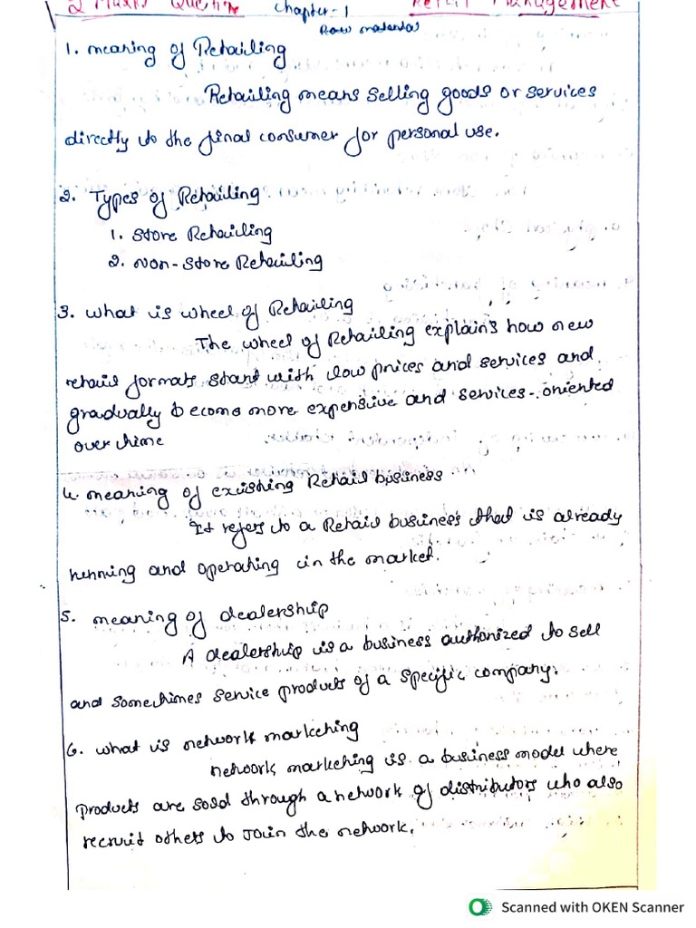 Retail Management 2 Marks Questions | PDF