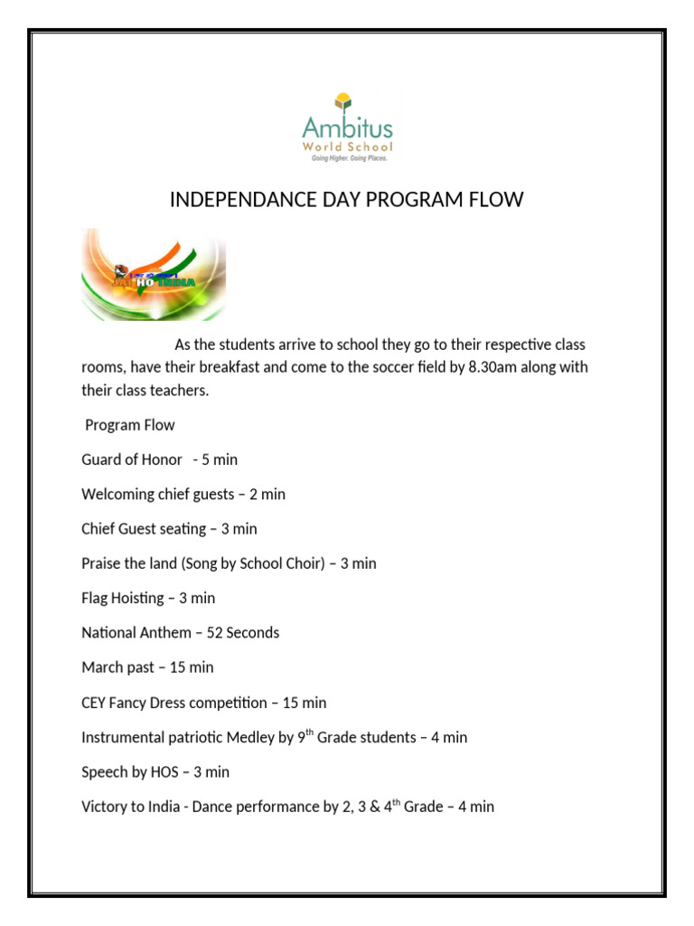 Independence Day Program Schedule | PDF