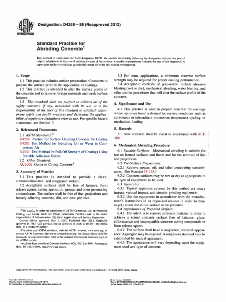 D4259 - 88 Reapproved 2012 | PDF