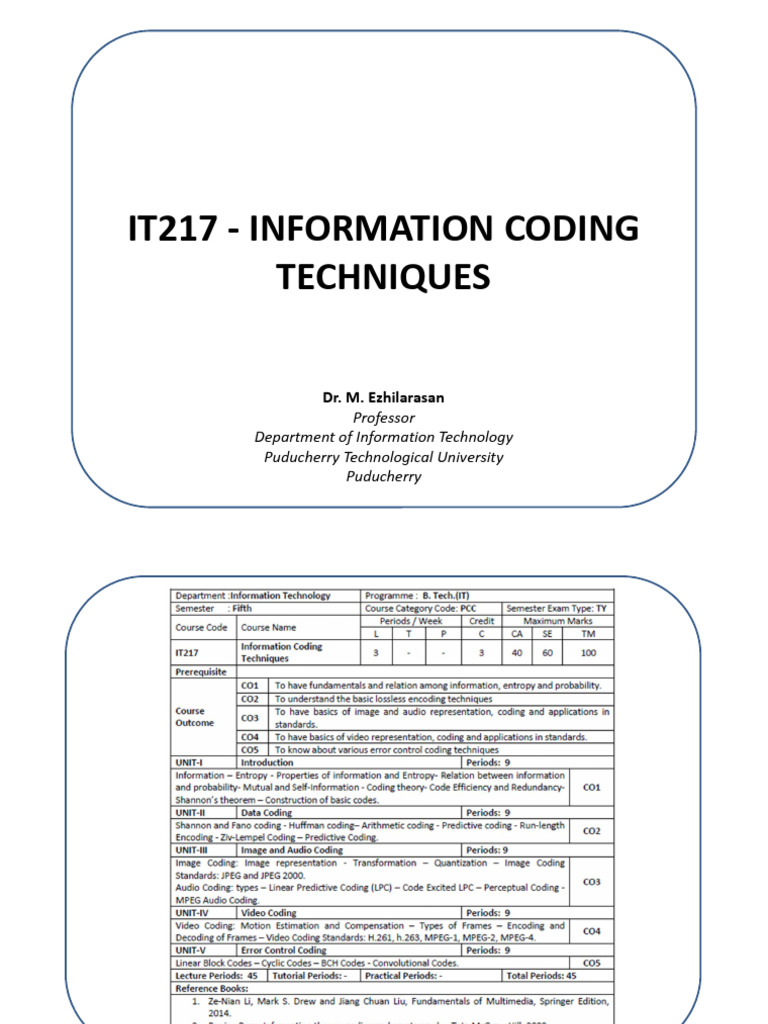 Image Coding Techniques Overview | PDF | Data Compression | Applied ...