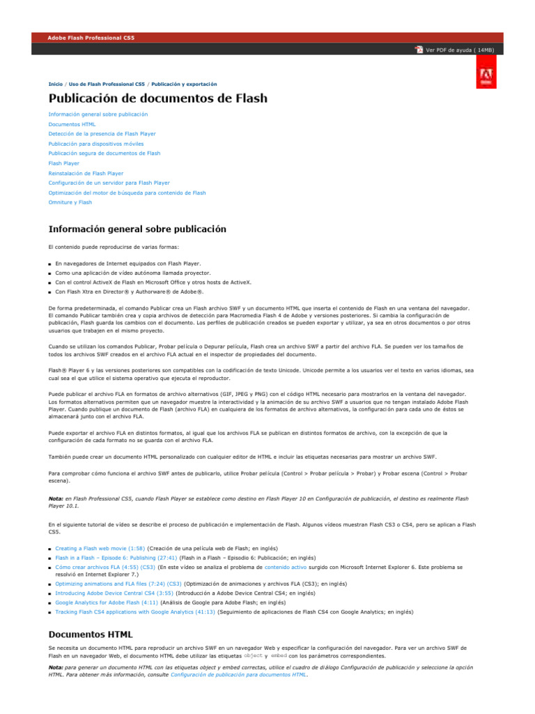Publicación de documentos en Flash CS5 | PDF | Adobe Flash ...