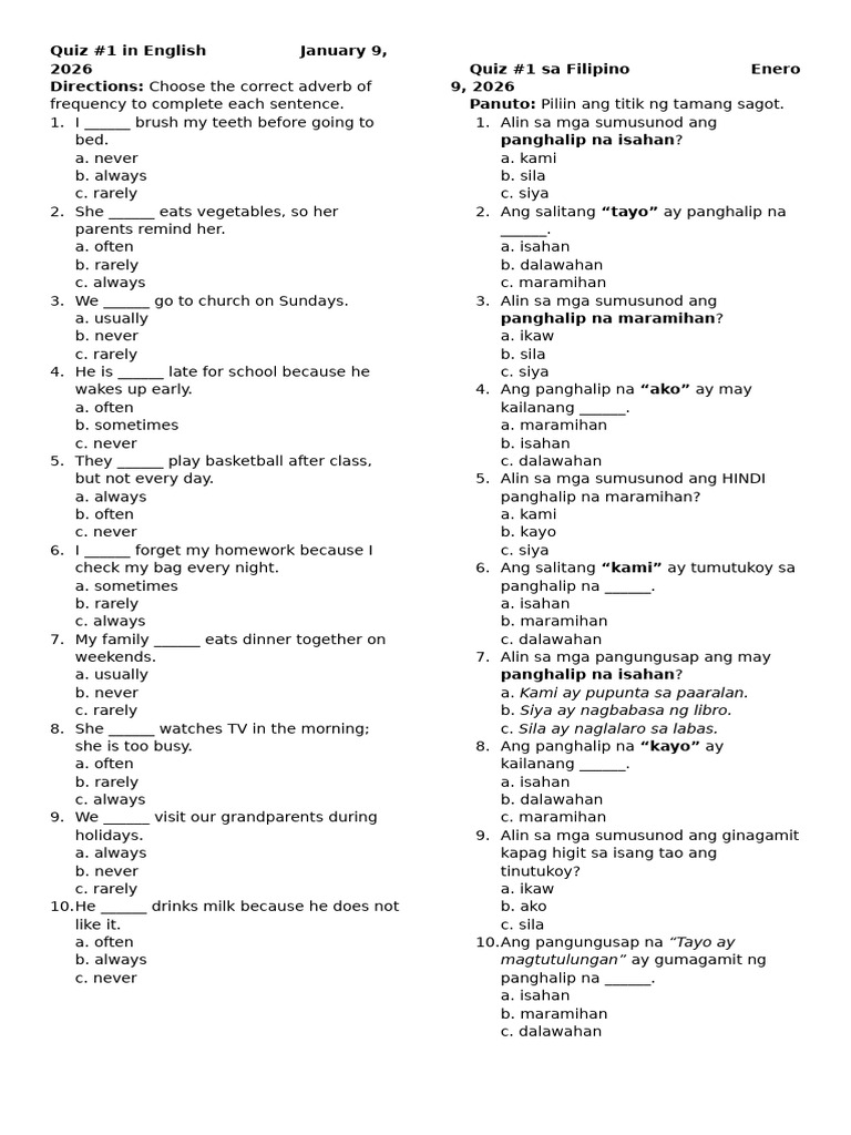 3rd Grading Quizzes | PDF