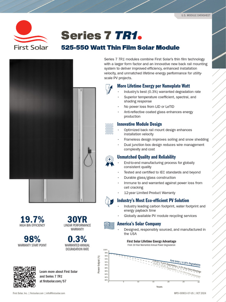 First Solar Series 7 TR1 Module Overview | PDF | Photovoltaics | Solar ...