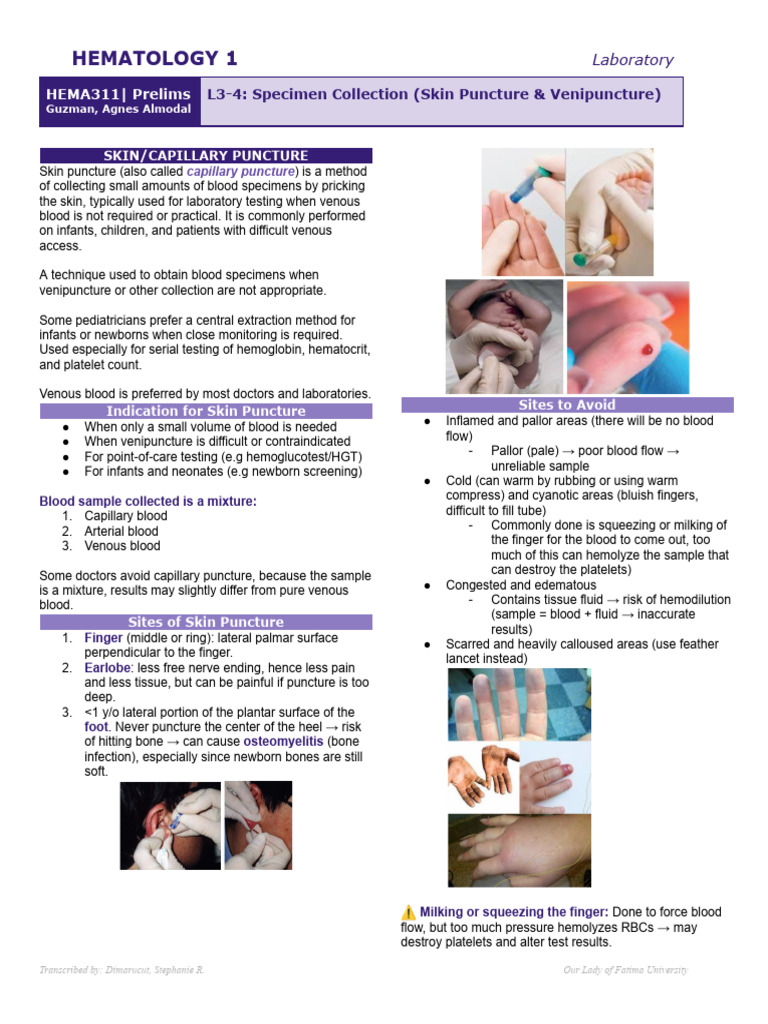 W2L3-4- 20Specimen 20Collection 20Skin 20Puncture 20 20Venipuncture ...