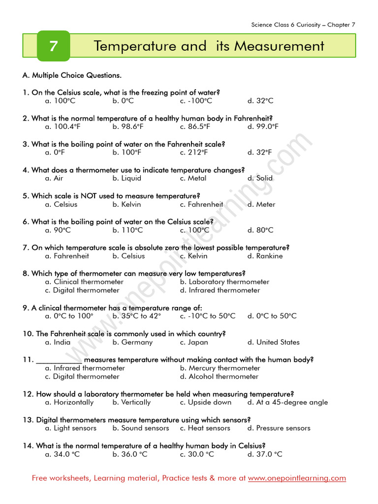Curiosity Class 6 Science Chapter 7 Temperature and Its Measurement ...