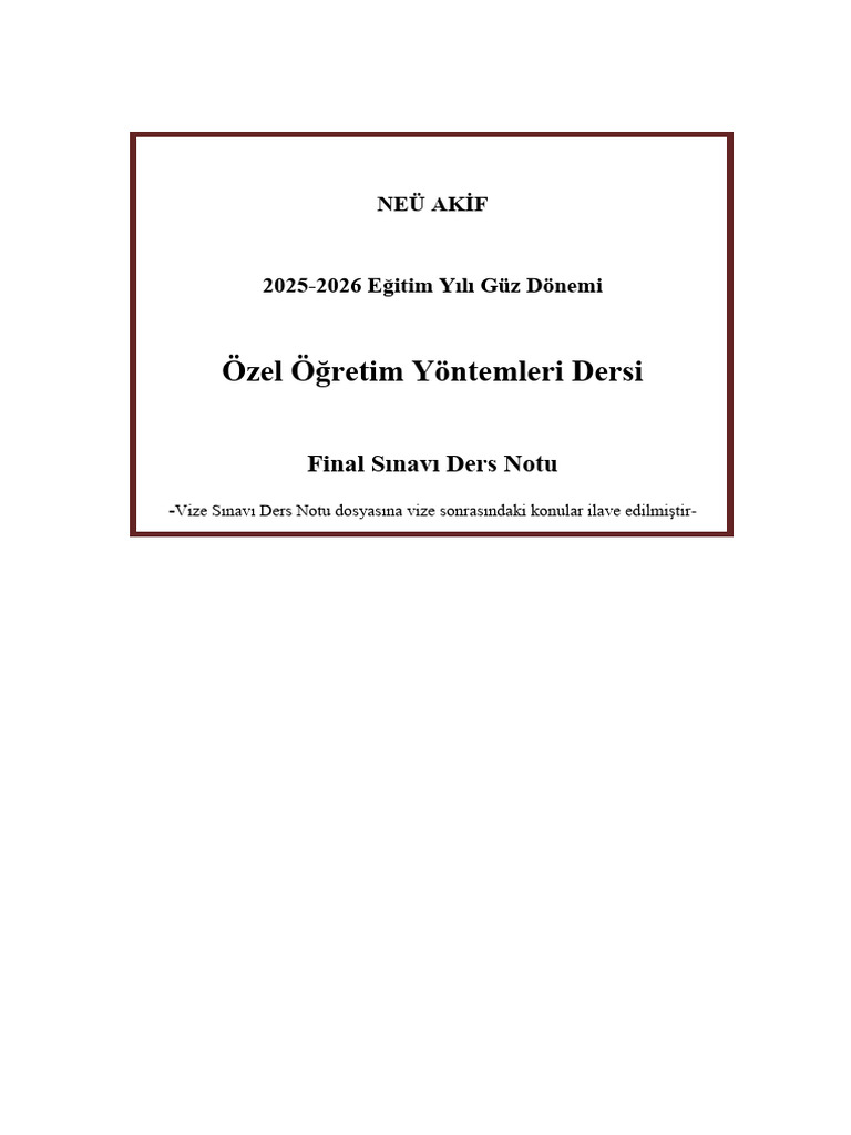 000 Final Sınavı Ders Notu - 2025 | PDF