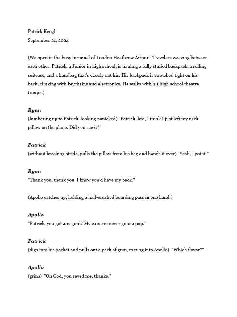 Patrick K Meet the Protagonist Scene-2 | PDF