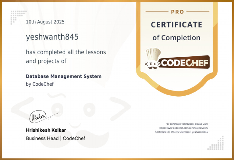 Database Management System Certificate | PDF