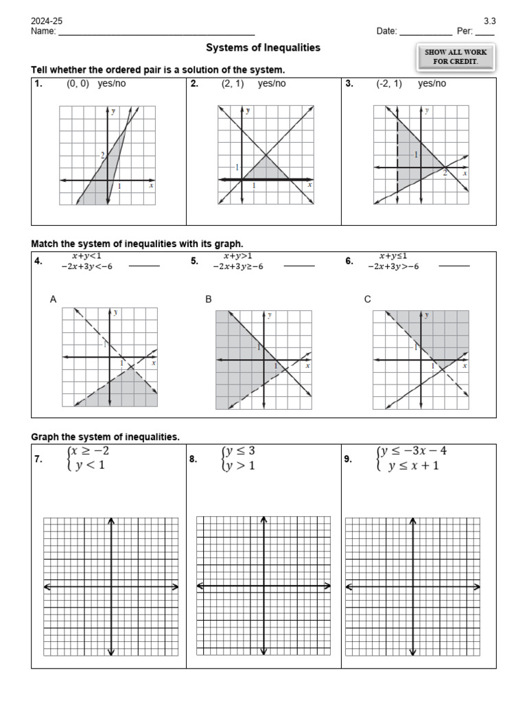 Systems of Inequalities Practice Worksheet | PDF | Chess | Chess Theory