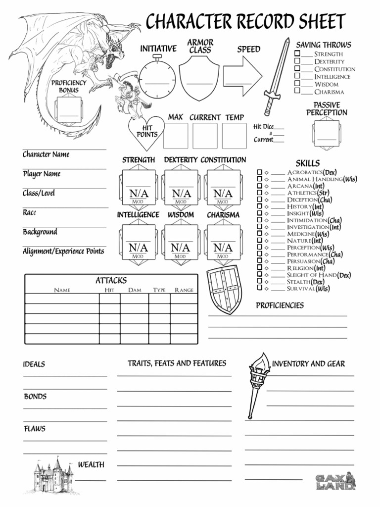 Gaxland Character Record Sheet | PDF