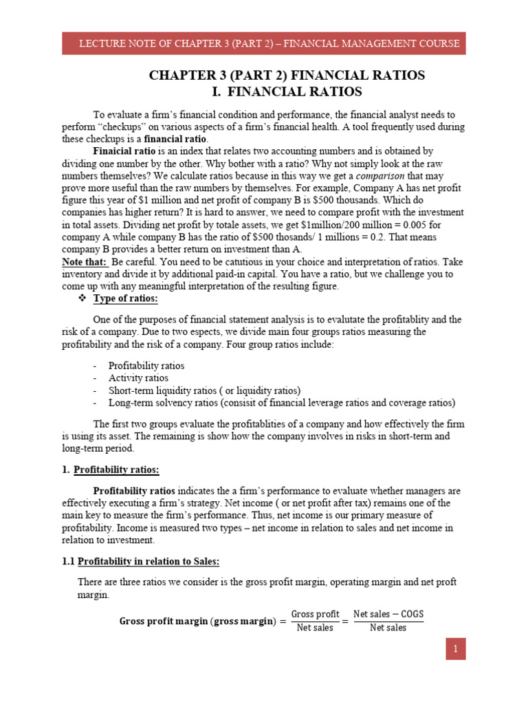 Chapter 3 Financial Ratios | PDF | Balance Sheet | Equity (Finance)