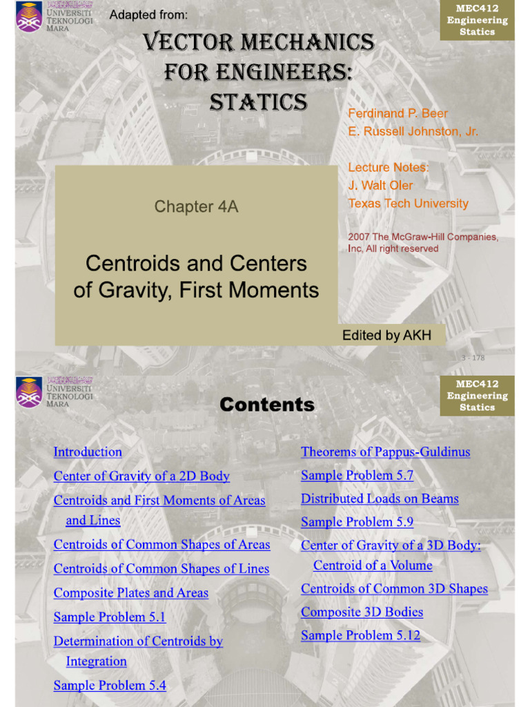 Chapter 4A Centroids & Centre of Gravity, First Moment | PDF | Center ...