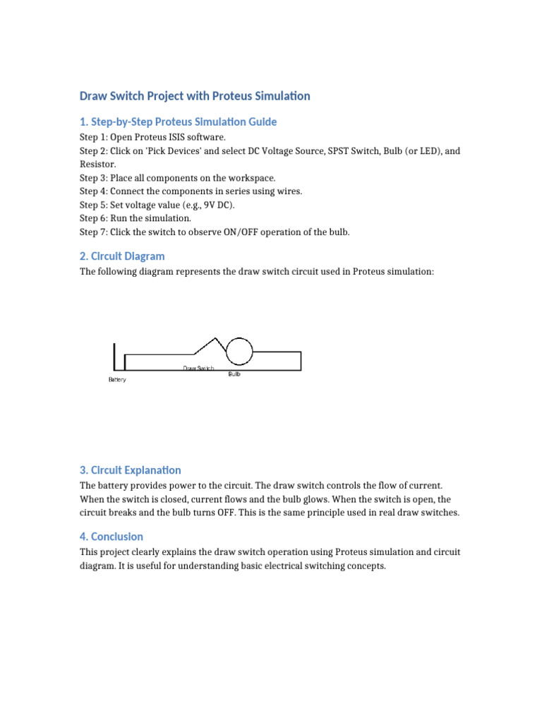 Proteus Draw Switch Simulation Guide | PDF