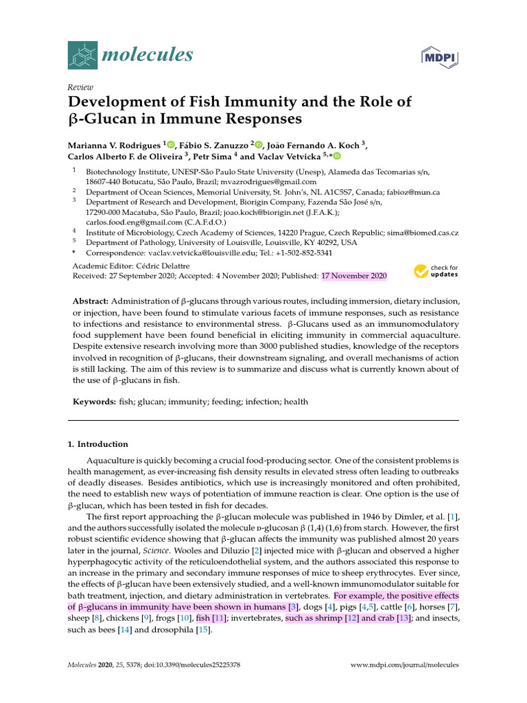 Fish Immunity & Beta Glucan | PDF | Immune System | Innate Immune System