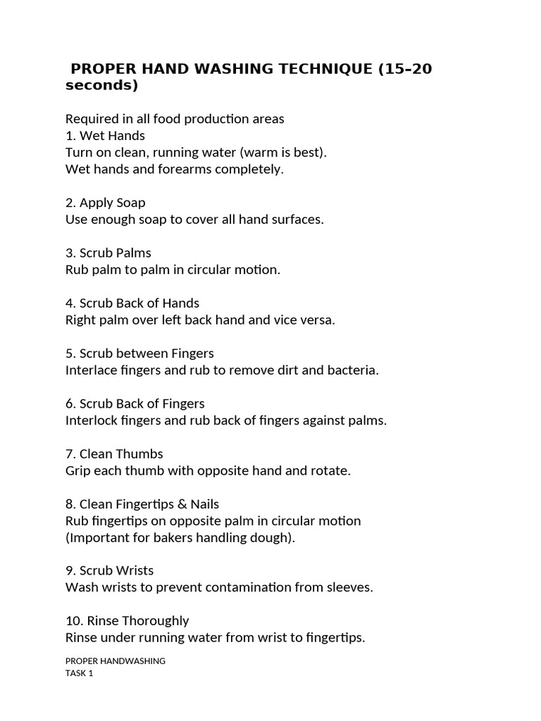 Essential Hand Washing Steps for Food Safety | PDF