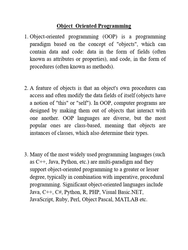 Understanding Object-Oriented Programming | PDF | Object Oriented ...