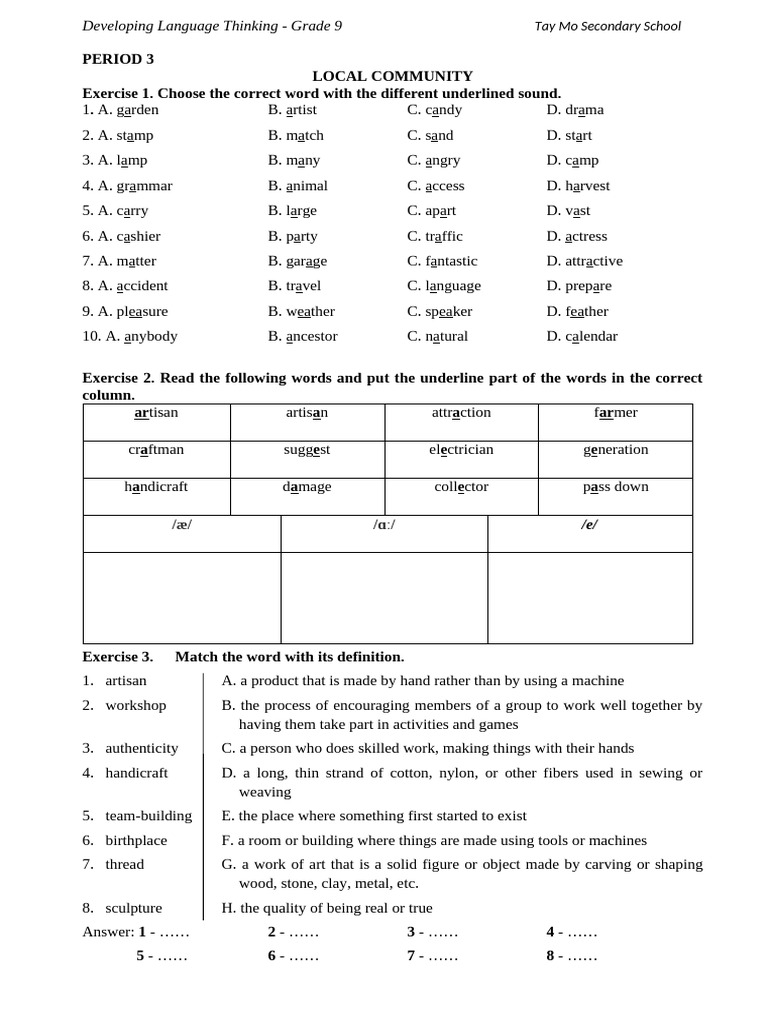 Language Skills Exercises for Grade 9 | PDF