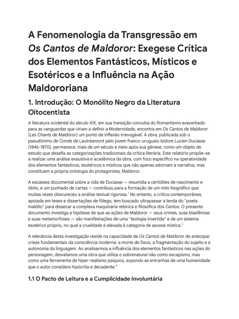 Transgressão e Esoterismo em Maldoror | PDF | Deus | Alquimia