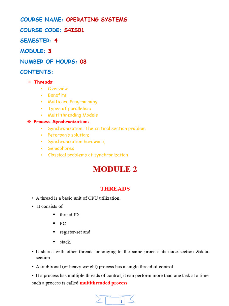 ISE_OS_mod3 | PDF | Thread (Computing) | Multi Core Processor