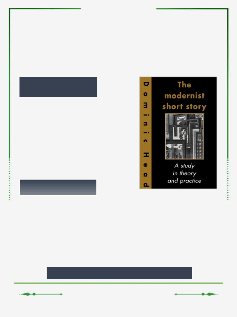 The Modernist Short Story A Study in Theory and Practice 1st Edition ...