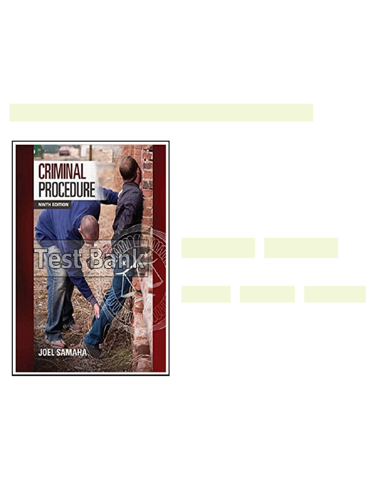 Criminal Procedure 9th Edition Samaha Test Bank - test bank and ...