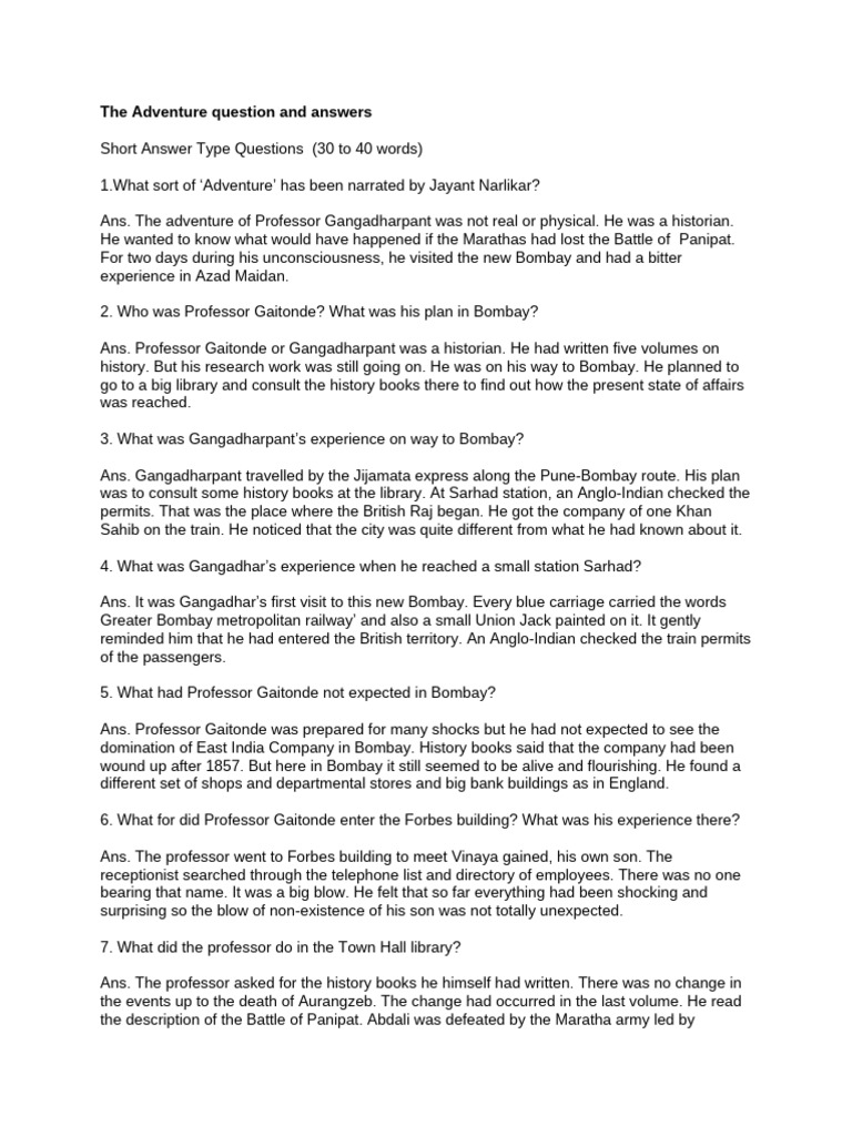 Adventure of Professor Gaitonde's Journey | PDF