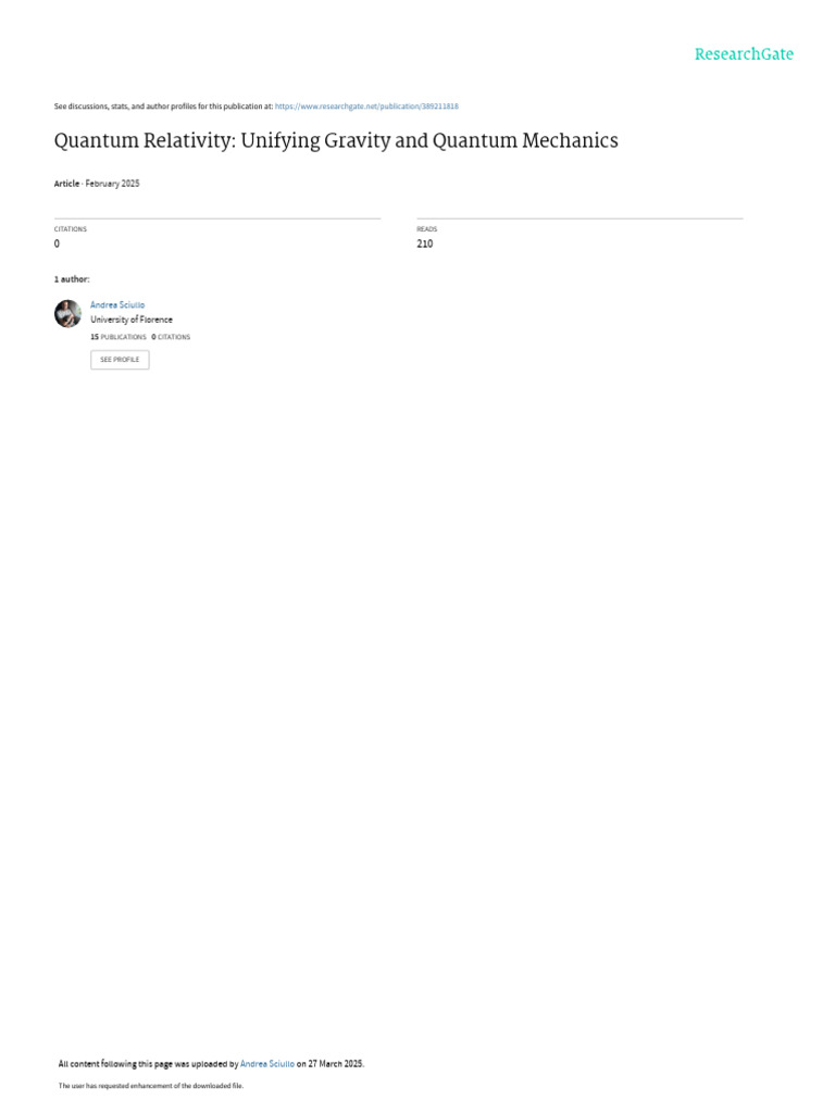 Quantum Relativity: Gravity and Quantum Mechanics Unification | PDF ...