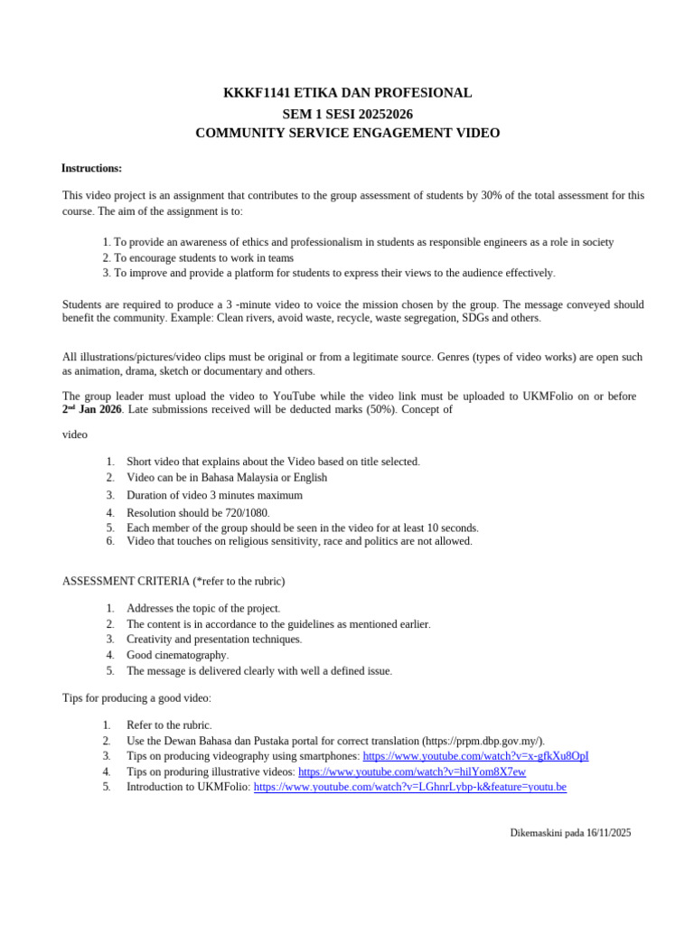 Community Service Video Project Guide | PDF