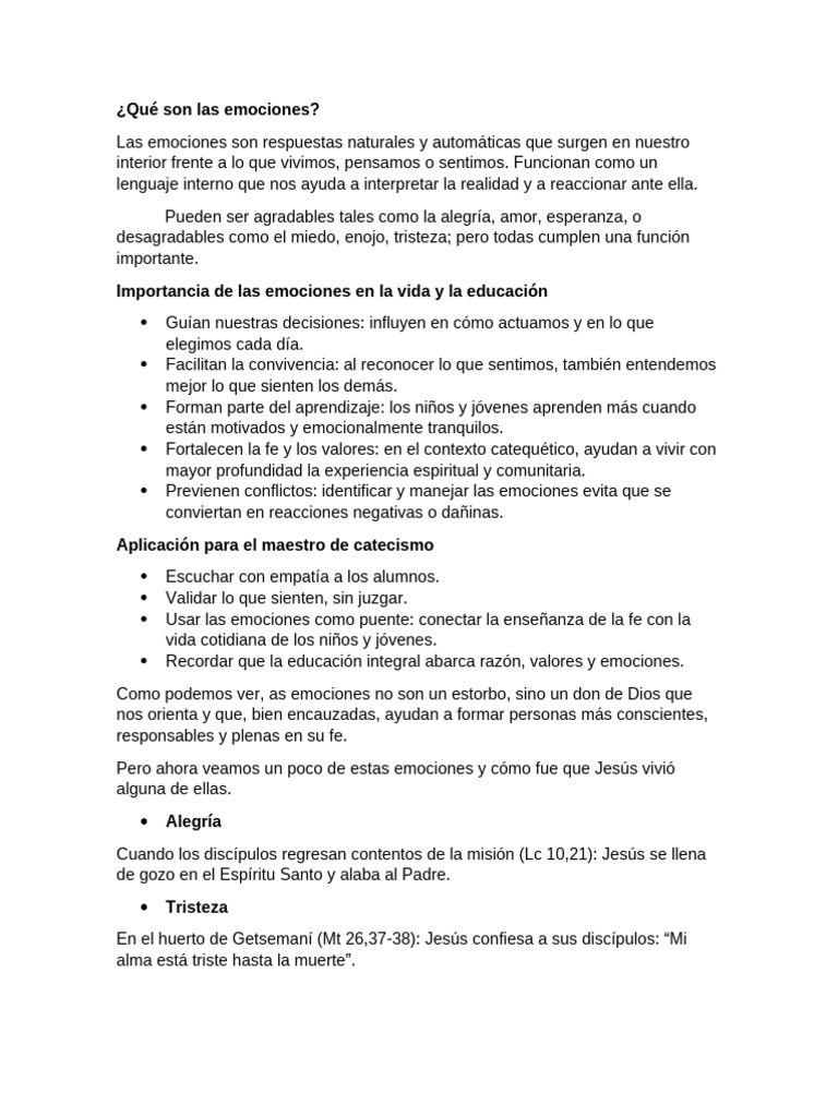 Importancia de las emociones en la fe | PDF | Las emociones | Fe