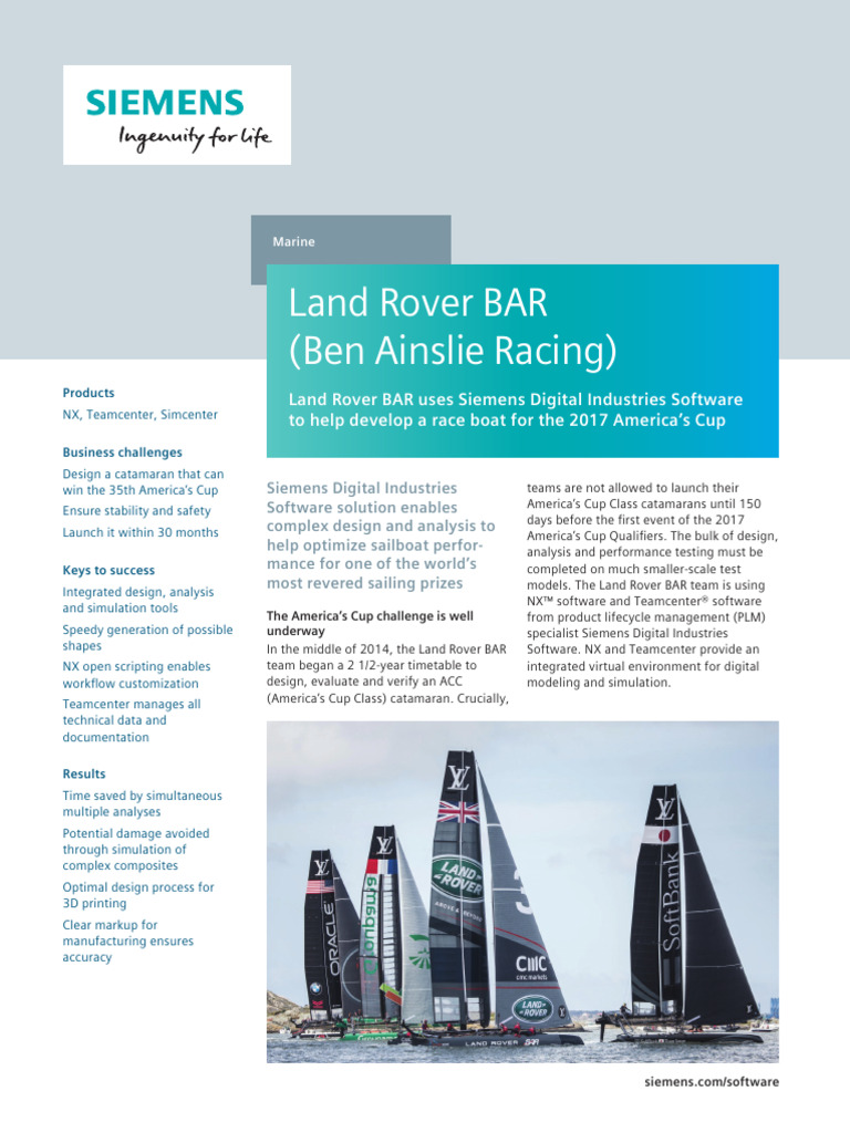 Siemens SW Land Rover BAR Case Study (1) | PDF | Simulation | Product ...