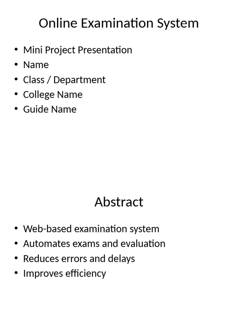 Online Examination System Overview | PDF