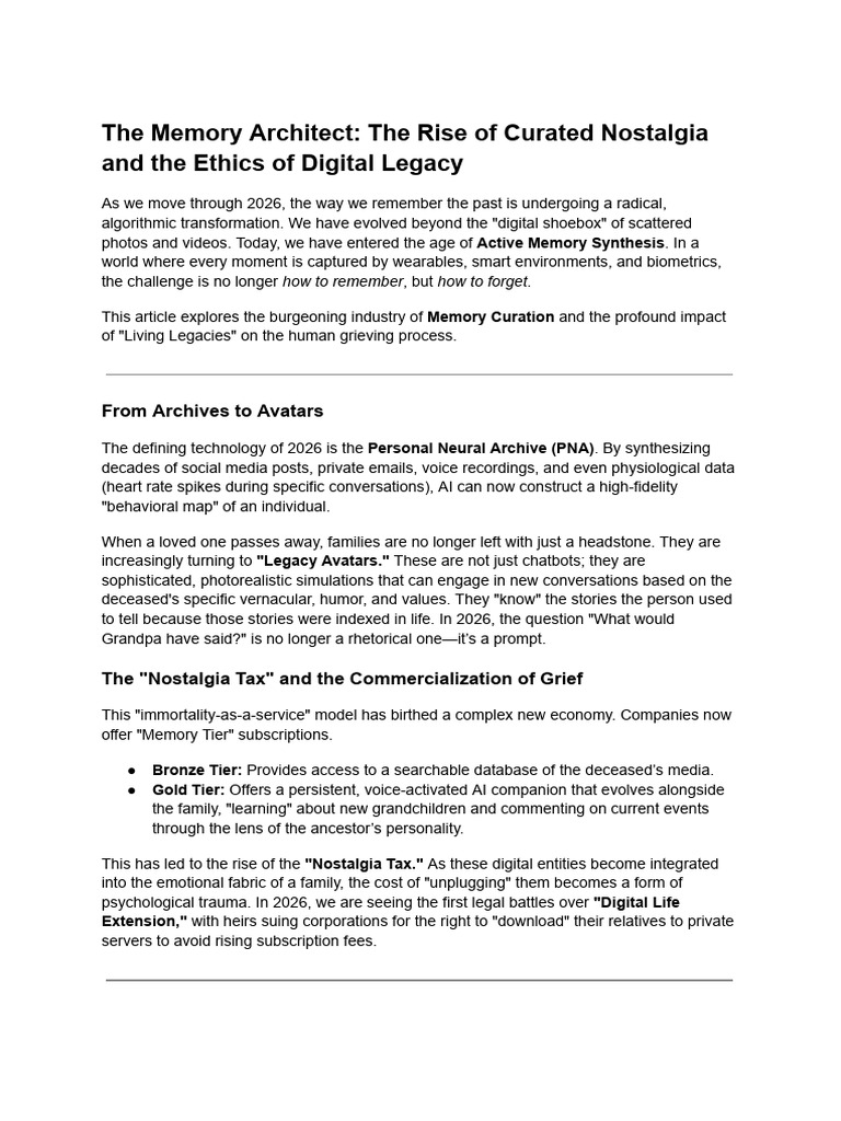 Memory Curation and Digital Legacy Ethics | PDF