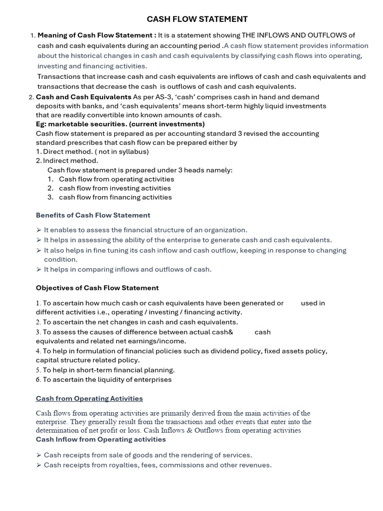 Understanding Cash Flow Statements | PDF | Depreciation | Cash Flow ...