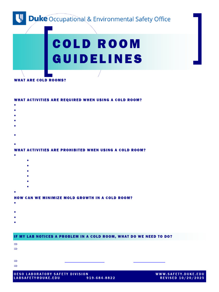Cold Room Safety Guidelines | PDF | Refrigeration | Atmosphere Of Earth