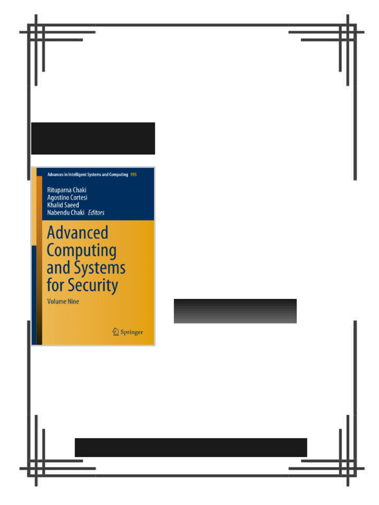 Advanced Computing and Systems for Security Volume Nine Rituparna Chaki ...