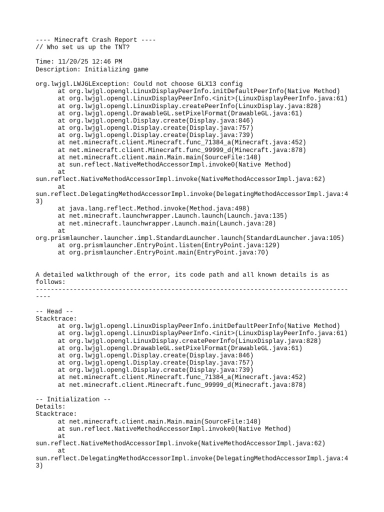 Minecraft 1.7.10 Crash Report Analysis | PDF | Java (Programming ...