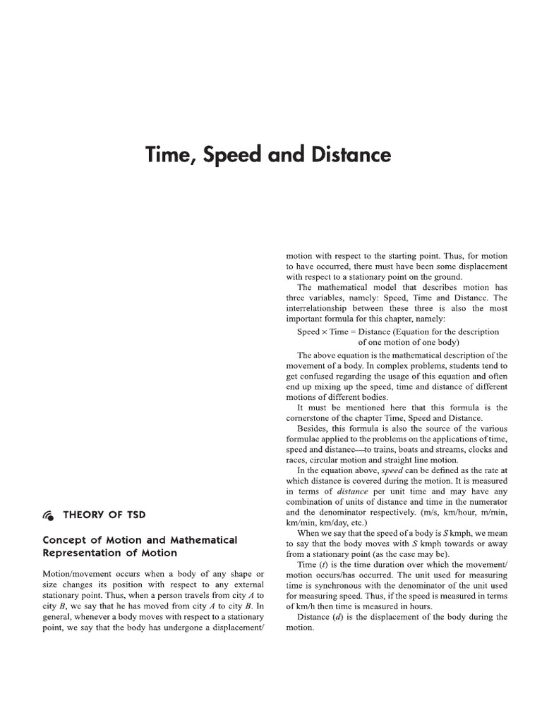 Time Speed & Distance Theory + Practice Questions | PDF