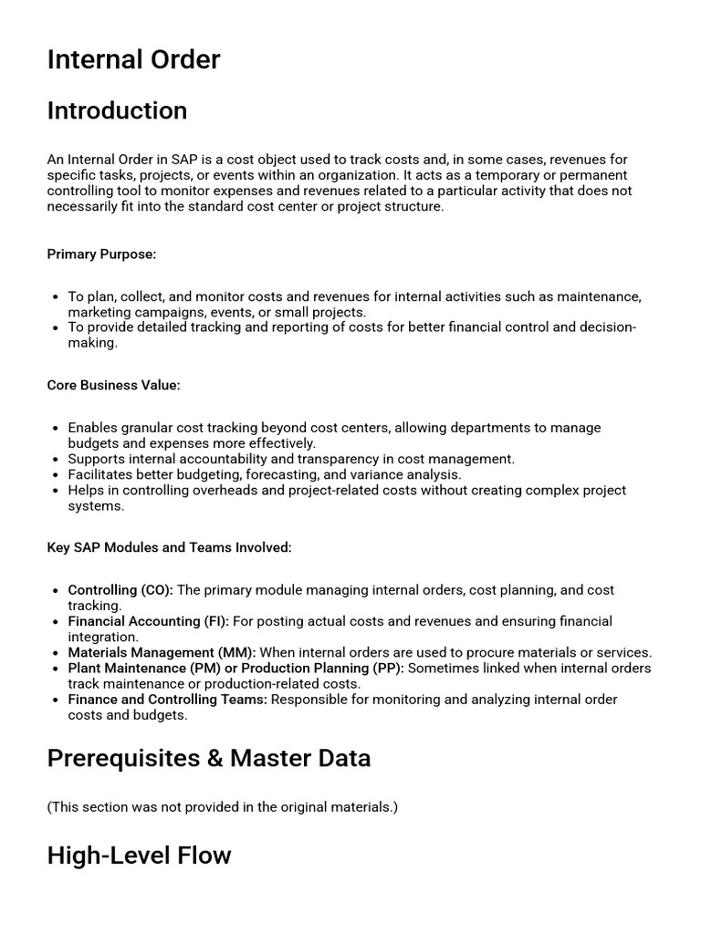Understanding SAP Internal Orders | PDF | Budget | Expense