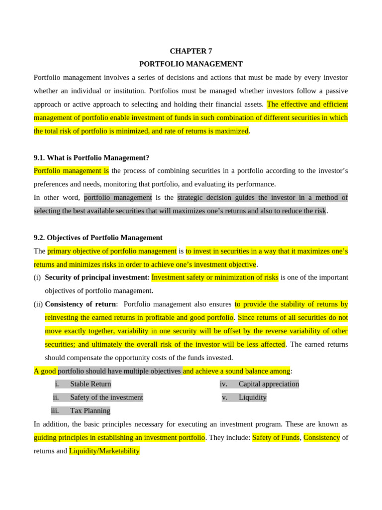 Portfolio Management Strategies Explained | PDF | Sharpe Ratio ...