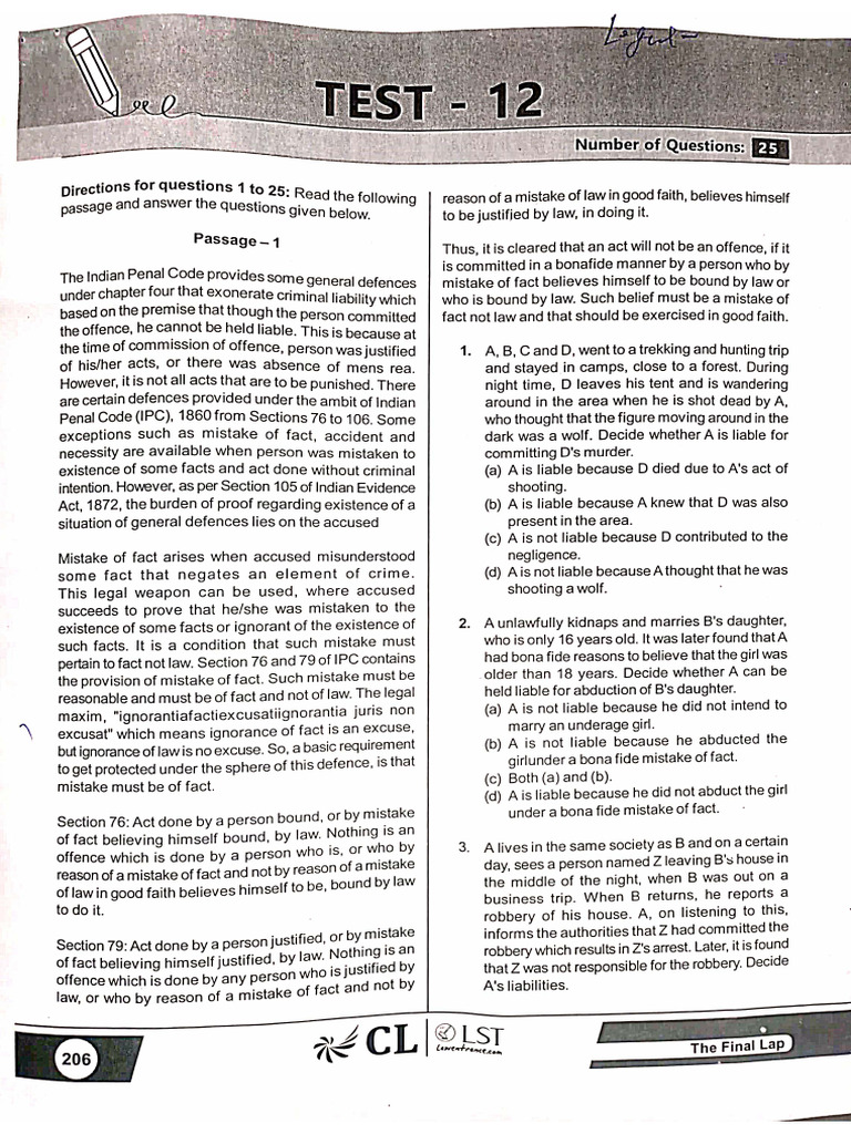 Legal Test 12 | PDF