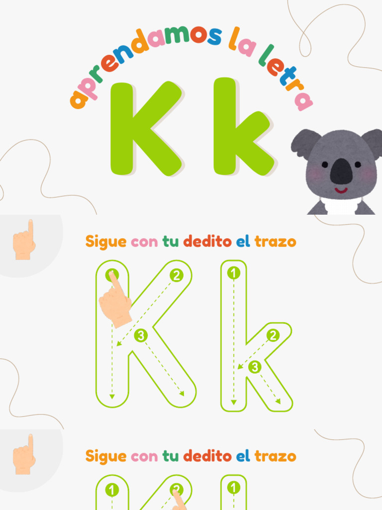 Presentacion Educativa Infantil Letra K Ilustrativa Colores Vivos | PDF