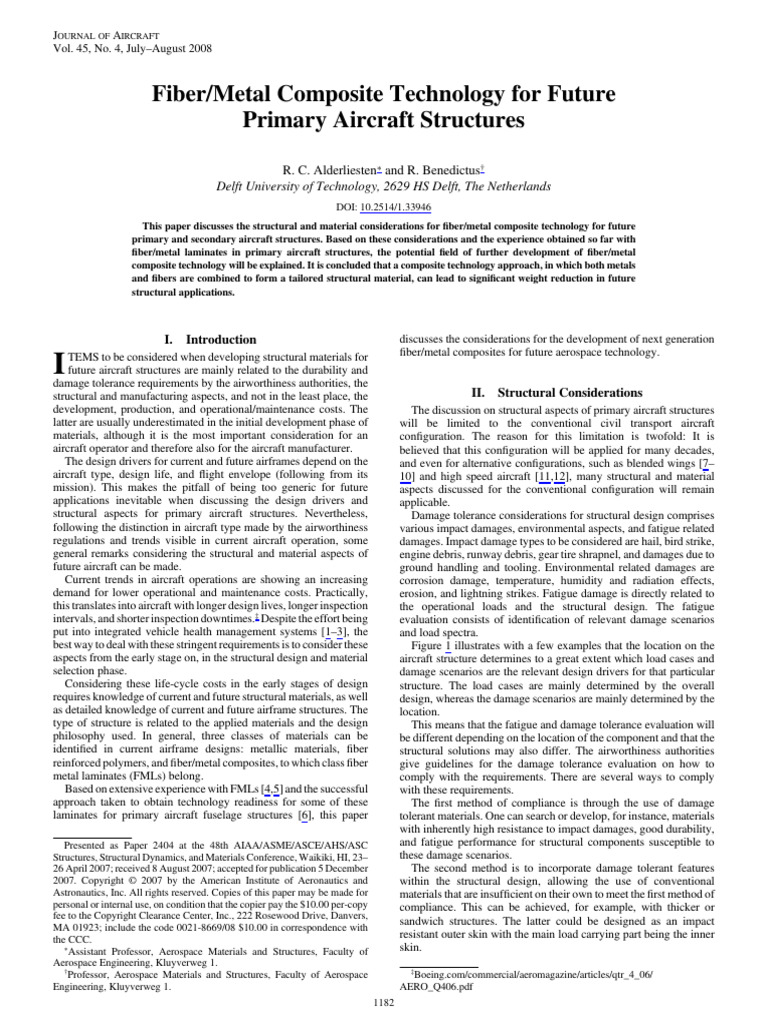Fiber/Metal Composites in Aircraft Design | PDF | Composite Material ...
