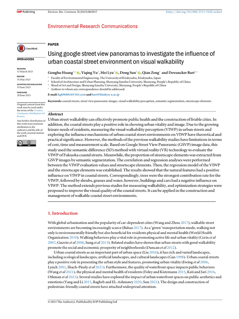 Using Google Street View Panoramas To Investigate | PDF | Regression ...
