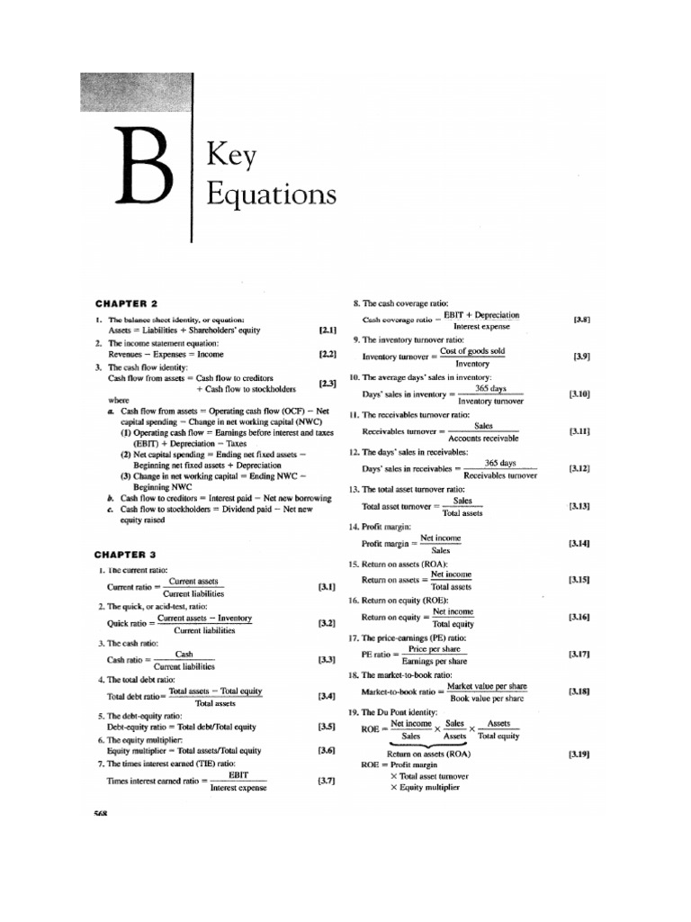 Financial Metrics and Formulas Guide | PDF